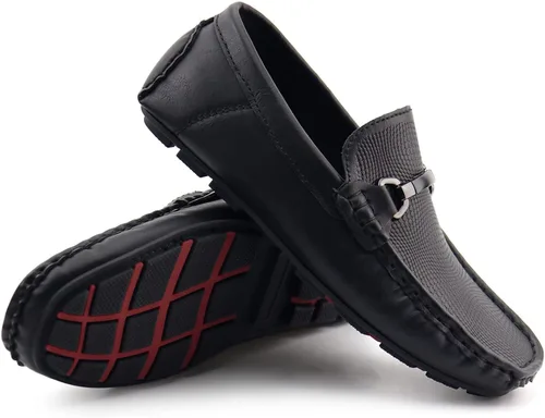 Miniatura 5 de JABASIC Mocasines Penny para niños, estilo casual, sin cordones, zapatos de vestir para niños