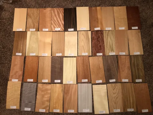 Paquete de piezas de chapa de madera etiquetadas de 40-6" x 12" (20 pies cuadrados) de marquetería exótica y doméstica