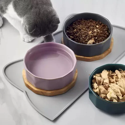 Miniatura 6 de Tapete de silicona para comida para gatos, tapete de alimentación de mascotas para el suelo, antideslizante, impermeable, bandeja para agua