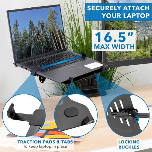 Miniatura 4 de Mount-It! Soporte de escritorio para laptop y monitor, soporte de brazo de movimiento completo, soporte ergonómico ajustable para monitor, soporte
