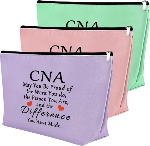 Miniatura 12 de Mxrymvu Regalos de la semana de CNA Bolsas de maquillaje Regalos de agradecimiento CNA, 2 piezas beige.