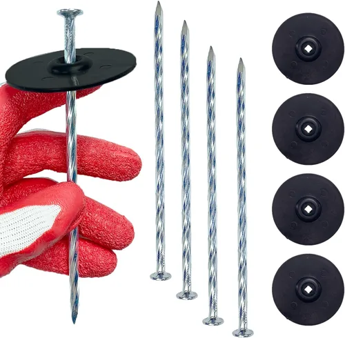 Miniatura 7 de Estacas de Césped Artificial Galvanizadas en Espiral Picos de Paisaje de 6 Pulgadas Estacas de Tela Barrera contra Malezas para Borde de Adoquines