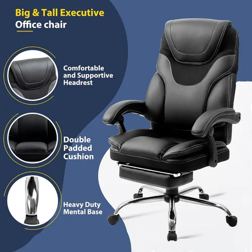 Miniatura 4 de Silla de oficina de masaje, silla de oficina con reposapiés, silla de oficina de respaldo alto con reposabrazos, sillas ergonómicas de escritorio