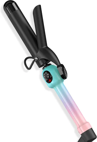 Rizador de cerámica de 1 1/4 pulgadas para cabello corto y mediano, rizador de pelo con esfera de temperatura de 280-450°F para rizos definidos,