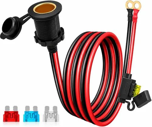 Miniatura 10 de Adaptador de encendedor de cigarrillos macho a terminal de anillo de batería de 2 pies, 12 V/24 V, enchufe de encendedor de cigarrillos resistente