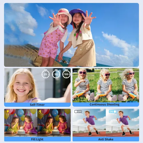 Miniatura 3 de Cámara digital, UHD 4K 64MP cámaras digitales compactas para fotografía con tarjeta de 64GB, zoom óptico 16X, antivibraciones, cámara compacta Rosa