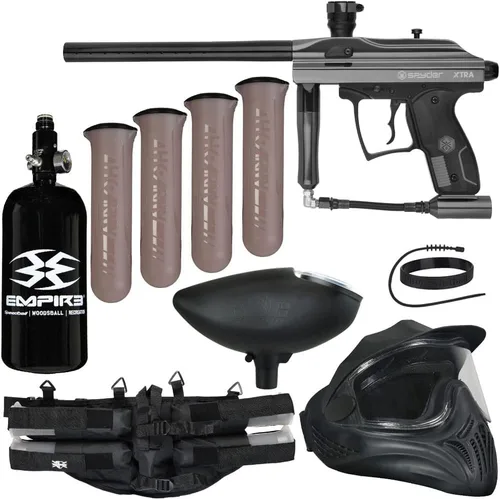 Action Village Kingman Spyder Xtra - Kit de pistola de paintball legendaria Pistola brillante gris metálico