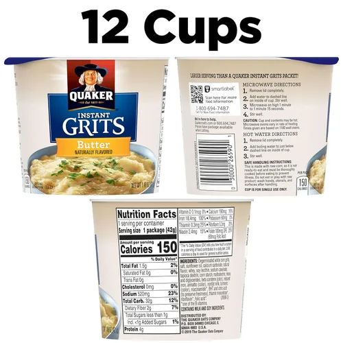 Miniatura 2 de Quaker Sémola Instantánea, Sabor a Mantequilla, Cereal para el Desayuno 1.48 Onzas (Paquete de 12)