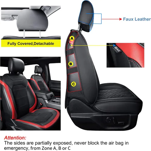 Miniatura 2 de LUCKYMAN CLUB Fundas de asiento delanteras F150 J03-Q3 con piel sintética impermeable, para Ford F150 2015-2025 y F250 F350 F450 2017-2025