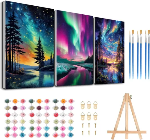 Miniatura 9 de Meothan Kits de pintura por números para adultos enmarcados, pintura de otoño por números para adultos principiantes, kits de pintura de calabaza