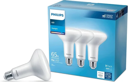 Miniatura 10 de PHILIPS LED Paquete de 4 bombillas BR30 de 100 W, color blanco suave (2700 K) 1400 lúmenes (15 W = 100 W) regulables esmeriladas sin parpadeo