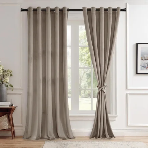 Miniatura 25 de JIUZHEN - Cortinas de terciopelo gris de 63 pulgadas opacas para sala de estar - Cortinas gruesas de terciopelo con ojales para ventana