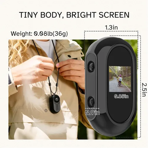 Miniatura 3 de Cámara corporal 2K, cámara de acción con pulgar POV con tarjeta de 32 GB, múltiples accesorios y aplicación para deportes, esquí, viajes