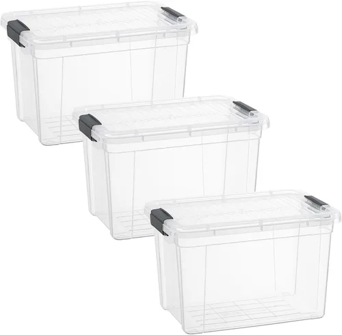 Miniatura 39 de Superio Cajas de almacenamiento transparentes con tapas, contenedores de plástico de 2.5 cuartos de galón para organizar, cajas apilables, sin BPA