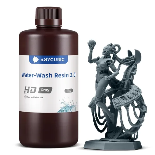 Miniatura 12 de ANYCUBIC Resina de impresora 3D lavable al agua 2.0, resina 3D de alta precisión de 405 nm, resina de fotopolímero de baja contracción para Gris