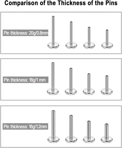 Miniatura 3 de FANSING 316L Surgical Steel Threadless Push Pin Birthday Stone Labret Studs 18g