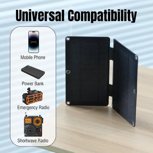 Miniatura 2 de Raddy SP4 4W Panel solar portátil, 5V 0.8A Paneles solares plegables Kit de emergencia para exteriores, compatible con radios para todo