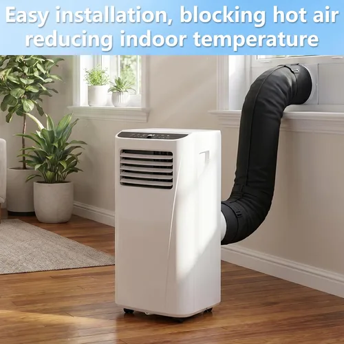 Miniatura 7 de RunNico Funda aislante de manguera de CA portátil, cubierta de manguera de aire acondicionado con 4 correas, fácil instalación de ventilación