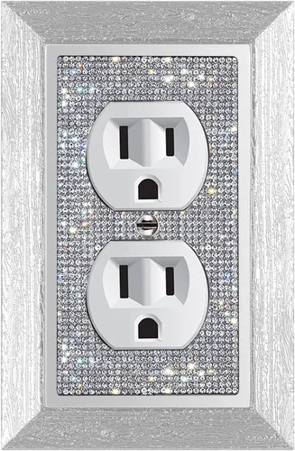 Miniatura 8 de Cubierta de placa de pared de diamantes de imitación plateados brillantes, cubierta de interruptor de luz de palanca doble, cubierta de salida