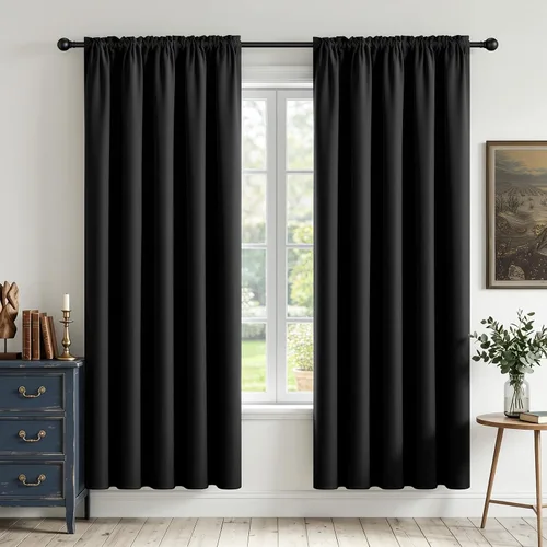Miniatura 46 de CUCRAF - Cortinas opacas beige de 45 pulgadas, juego de 2 paneles con bolsillo para barra, cortinas para oscurecer dormitorios y sala de estar