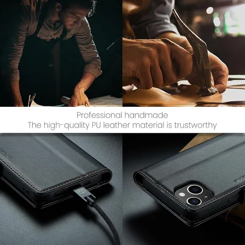 Miniatura 7 de SINIANL Funda tipo cartera compatible con iPhone 15 con tarjetero para mujeres y hombres, con bloqueo RFID, cierre magnético, función atril