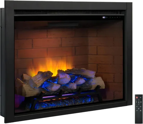 Miniatura 10 de Inserto de chimenea eléctrica con luz superior, opción de color de llama de 12 × 12 × 12 con sonido crepitante de fuego, 30 5/8 ″ W × 24 5/16 ″ H