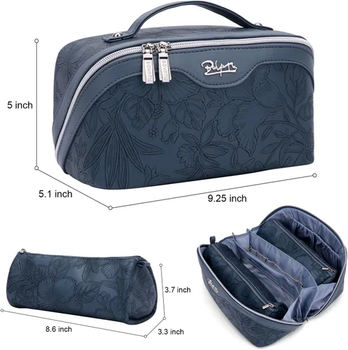 Miniatura 8 de BOYATU Bolsas de maquillaje de viaje Bolsa organizadora de cosméticos: Juego de 3 bolsas de maquillaje de gran capacidad, bolsas de aseo de piel