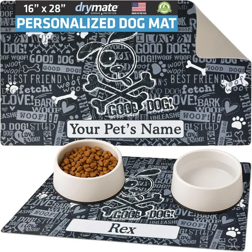 Miniatura 42 de Drymate Mantel individual personalizado para tazón de mascotas, tapete personalizado de alimentación de alimentos para perros y gatos, tela Lino