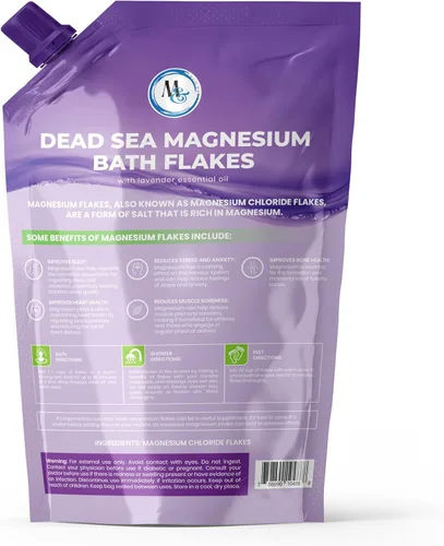 Miniatura 2 de Sales de baño de copos de magnesio del Mar Muerto, alternativa superior a la sal de Epsom, suplementos minerales de primera calidad para alivio