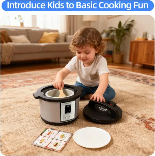 Miniatura 3 de Freidora de aire de madera de 15 piezas, juego de olla a presión de 18 piezas para niños, juguete de cocina con accesorios de alimentos, utensilios