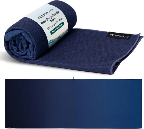 Miniatura 8 de Oceanfoam Toalla de playa ligera, absorbente, de secado rápido, resistente a la arena, antideslizante, ideal para entrenamientos, yoga, pilates