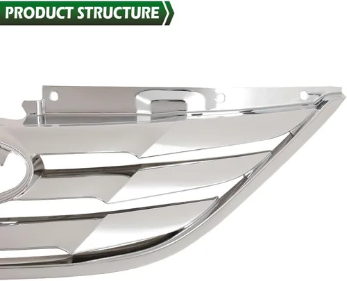 Miniatura 8 de GRAND ORANGE Conjunto de parrilla delantera compatible con Hyundai Sonata 2011 2012 2013 cromo ABS plástico parrilla HY1200154 863503S100
