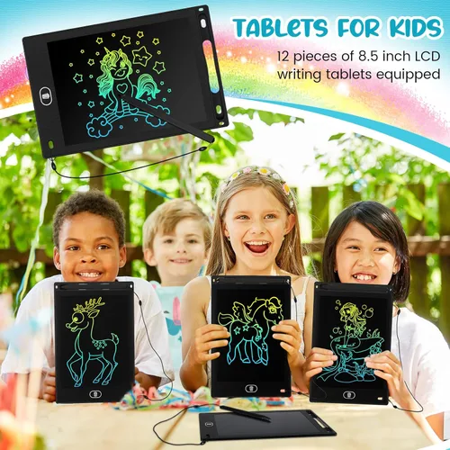 Miniatura 4 de Tinlade Paquete de 12 tabletas de escritura LCD para juegos de recuerdos de fiesta de niños, juguetes educativos de 8.5 pulgadas, regalos a granel