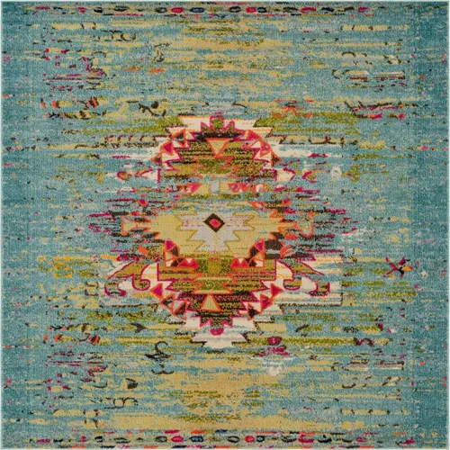 Miniatura 24 de Unique Loom Vita Collection - Alfombra vintage tribal sudoccidental sobreteñida (2 pies x 6 pies 7 pulgadas, para pasillo, turquesa/amarillo)