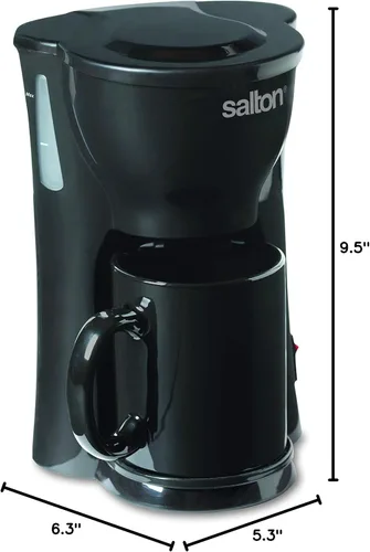 Miniatura 8 de Salton Mini cafetera compacta de goteo de 1 taza con filtro de malla reutilizable para granos de café, se adapta a una variedad de tamaños de taza