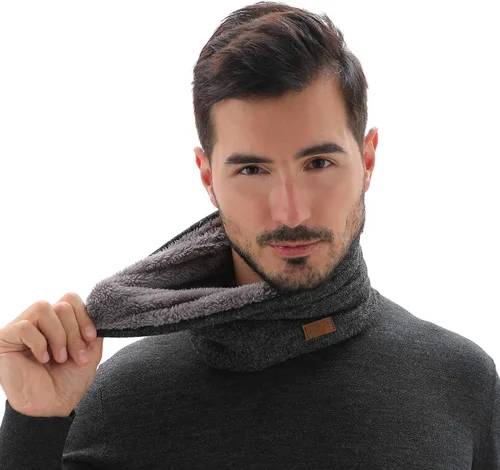 Miniatura 3 de NovForth Calentador de cuello de invierno para hombre, polaina para el cuello, bufanda de forro polar para hombres, bufandas gruesas a prueba