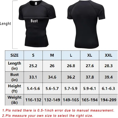 Miniatura 6 de WRAGCFM Men's Compression Shirts Short Sleeve Athletic Workout Undershirts Quick Dry Base Layer Sports T-Shirts Running Tops