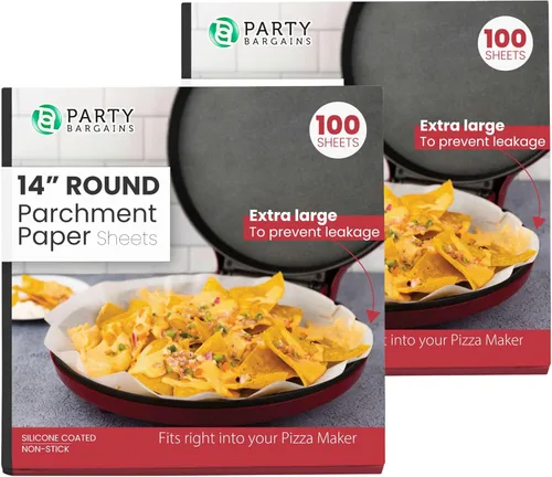 Party Bargains Hojas redondas de papel pergamino de 14 pulgadas para hornear y cocinar – 200 revestimientos antiadherentes aptos para horno para 14