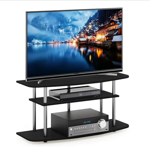 Miniatura 17 de Furinno Frans Turn-N-Tube - Soporte para televisor de 4 niveles, para televisores de hasta 43 pulgadas, color roble blanco