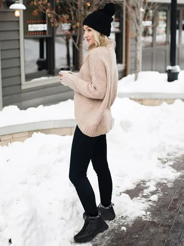 Miniatura 6 de SHIBEVER Botas impermeables para invierno para mujer botas de piel aislada, cálidas, informales, para clima frío, cómodas, antideslizantes