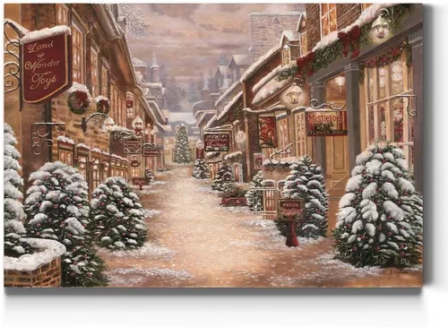 Miniatura 25 de Renditions Gallery Granja de Árboles de Navidad - Arte de pared, escena de invierno campestre con granero rojo, decoraciones encantadoras, Árbol