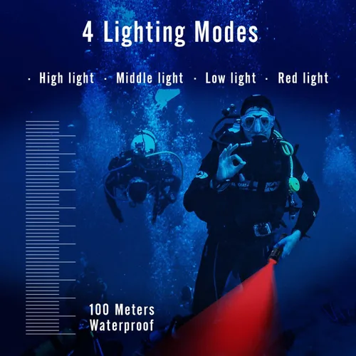 Miniatura 3 de Luz de video de buceo 2000 lúmenes Luz de cámara de fotografía de buceo para gopro Dive LED linterna, 100M/330FT luz de inundación submarina con haz