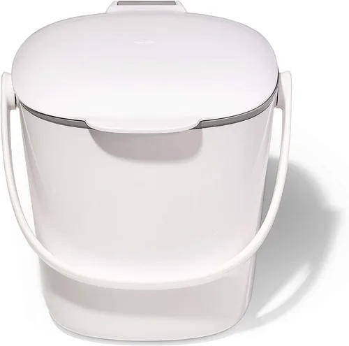 OXO OXO Good Grips - Cubo de basura para compost (1,75 galones/6,62 L)., Blanco/Gris