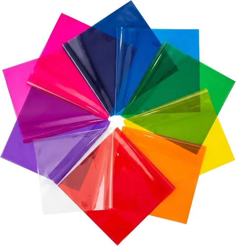 Hojas de celofán de colores de 8.0 x 8.0 pulgadas, papel de celofán de colores, hojas transparentes de colores, papel de celofán, celofán para 10