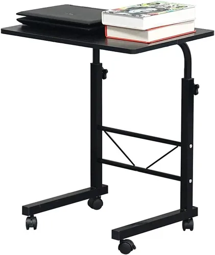 Miniatura 4 de SSLine Mesa de aperitivos con ruedas, escritorio elevable para computadora portátil, bandeja de TV móvil en forma de C, para sofá, silla, mesa