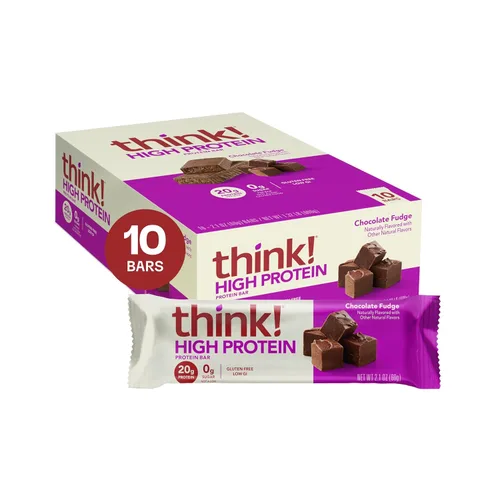 Miniatura 10 de Think! Barras de proteína, sin gluten, barra energética sin azúcar con aislado de proteína de suero, Creamy Peanut Butter, barras nutricionales, sin