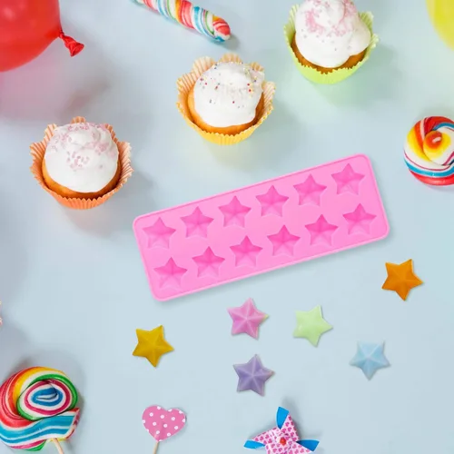 Miniatura 4 de 4 moldes de silicona en forma de estrella de cinco puntas, moldes antiadherentes para fondant de chocolate, dulces, cubitos de hielo, decoración