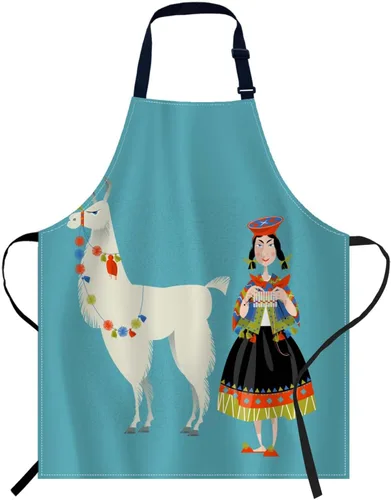 Miniatura 7 de oFloral Delantal de Babero con Animales Nutrias Marinas Jugando en el Agua Nadando con Cuello Ajustable para Hombres y Mujeres, Adecuado para Cocina