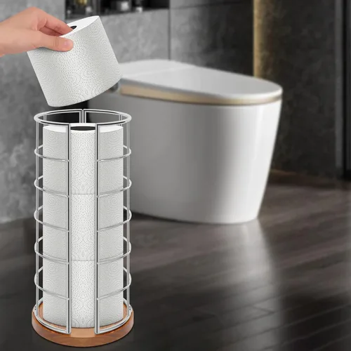 Miniatura 7 de NearMoon Soporte organizador de papel higiénico, almacenamiento independiente de 3 rollos de papel higiénico, accesorio de baño de metal, soporte