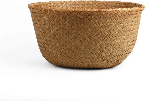Miniatura 6 de Cesta tejida de hierba marina para almacenamiento de macetas y lavandería, picnic y cesta de comestibles (M, original)